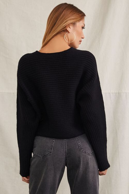 BLACK Ribbed Dolman-Sleeve Sweater, image 3