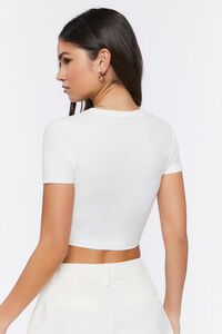 WHITE Ruched Drawstring Cropped Tee, image 3