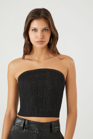 Cropped Sweater-Knit Tube Top