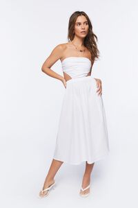 WHITE Poplin Cutout Fit & Flare Midi Dress, image 4
