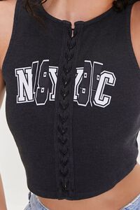 BLACK/WHITE NYC Graphic Lace-Up Crop Top, image 5