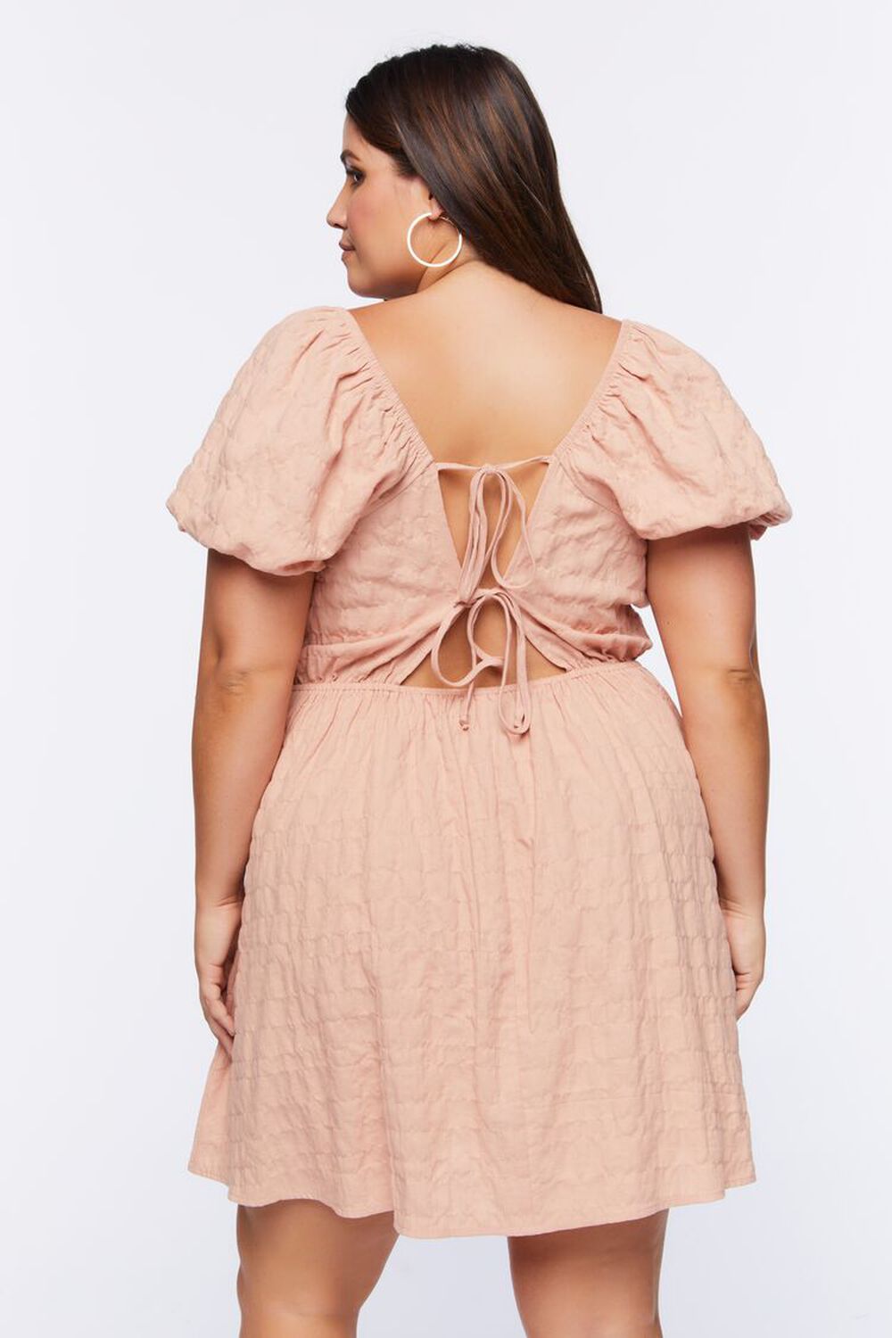 Plus Size Puff-Sleeve Mini Dress, image 3