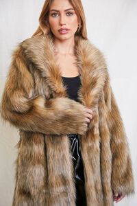 BROWN/MULTI Faux Fur Longline Coat, image 5