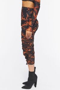 BLACK/ORANGE Flame Print Mesh Midi Skirt, image 3