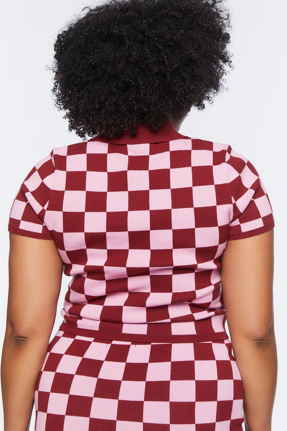 Plus Size Checkered Sweater-Knit Polo Shirt, image 3