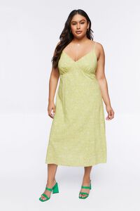 HERBAL GREEN/MULTI Plus Size Floral Cami Midi Dress, image 4