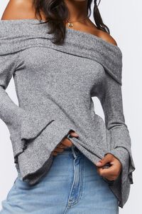 HEATHER GREY Off-the-Shoulder Trumpet-Sleeve Tunic, image 5