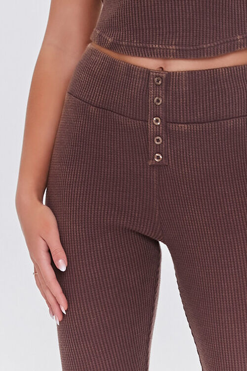 BROWN Ribbed Knit Button Leggings, image 5