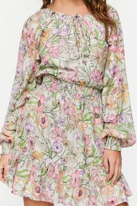 BEIGE/MULTI Floral Print Smocked Mini Dress, image 5