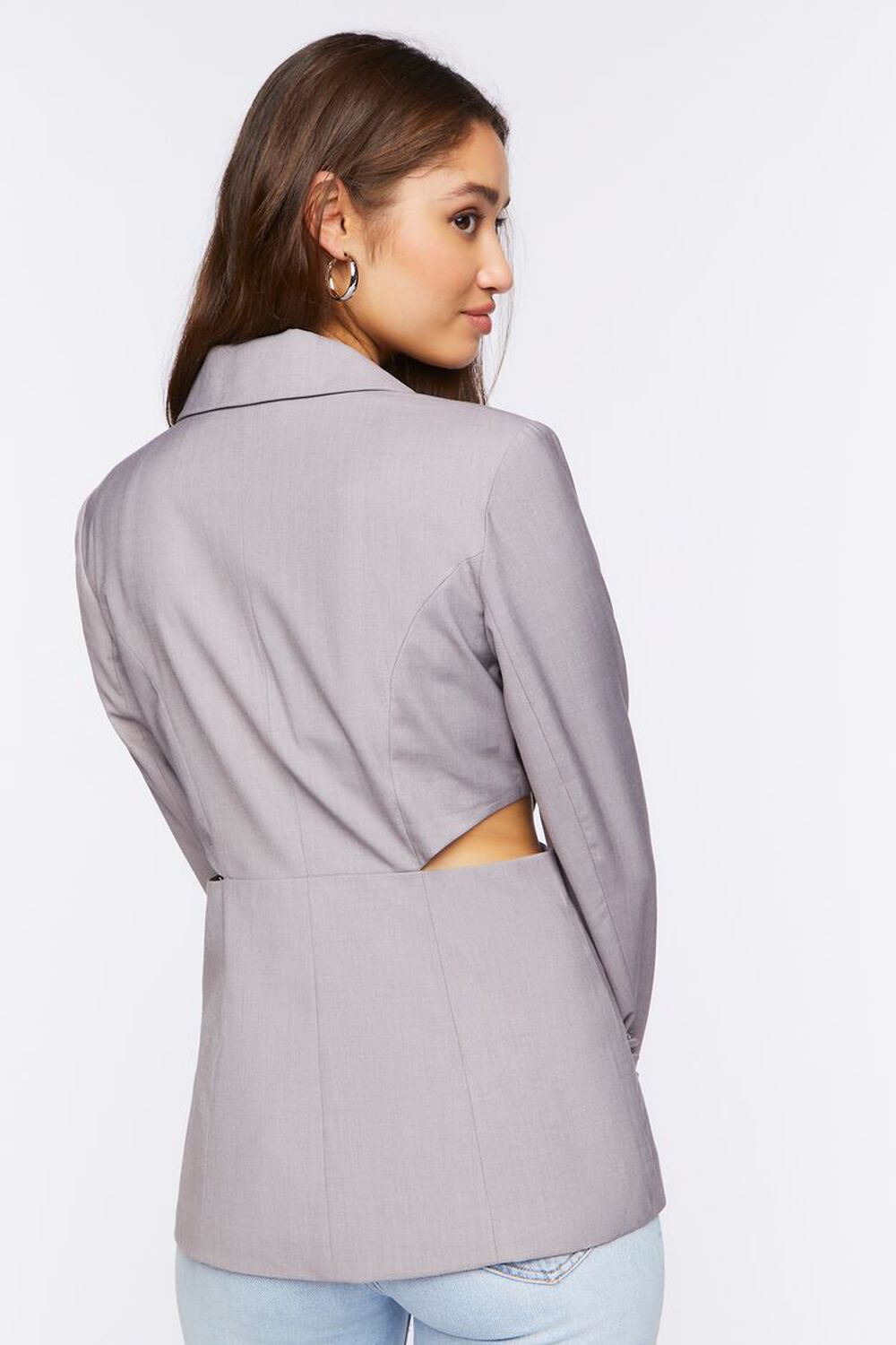 GREY Double-Breasted Cutout Blazer, image 3