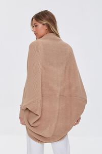 TAUPE Ribbed Open-Front Cardigan Sweater, image 3