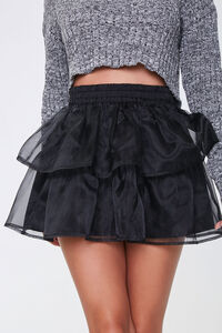 BLACK Organza Flounce Mini Skirt, image 2