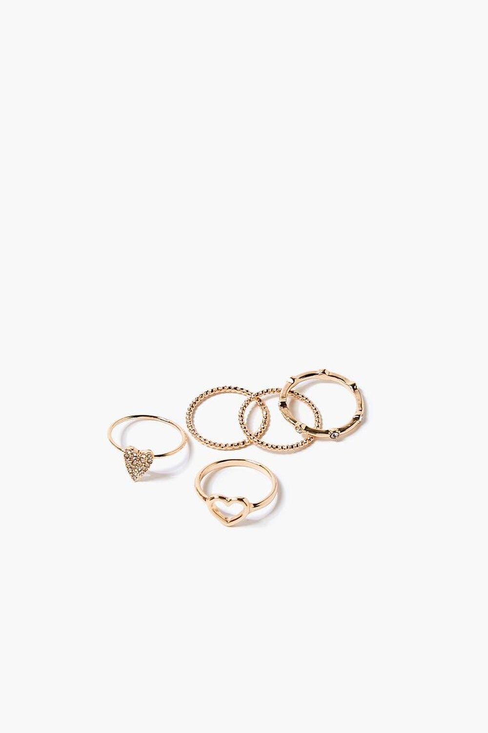 GOLD Heart Charm Ring Set, image 1