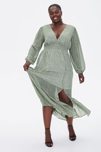 SAGE/CREAM Plus Size Floral Peasant Maxi Dress, image 4