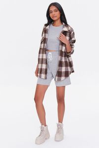 BROWN/MULTI Plaid Button-Front Shacket, image 4
