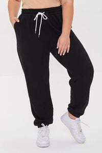 BLACK Plus Size French Terry Joggers, image 2