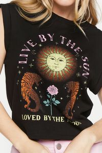 BLACK/MULTI Live By The Sun Graphic Muscle Tee, image 5