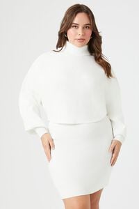 VANILLA Plus Size Ribbed Sweater & Skirt Set, image 1