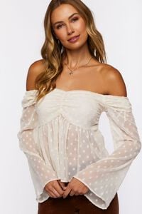 VANILLA Dotted Chiffon Off-the-Shoulder Top, image 1