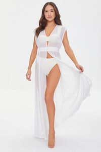 WHITE Billowy Sheer Swim Cover-Up Dress, image 1