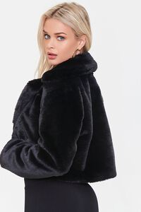 BLACK Cropped Faux Fur Coat, image 3
