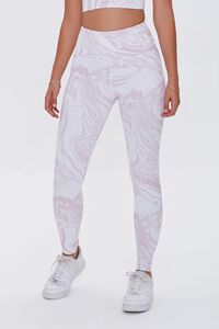ORCHID/WHITE Active Marbled Print Leggings, image 2