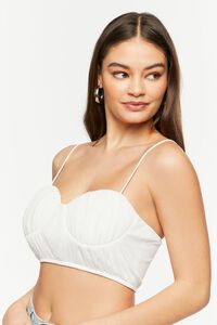 WHITE Shirred Cropped Bustier Cami, image 2