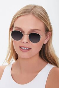 GOLD/BLACK Round Tinted Sunglasses, image 2