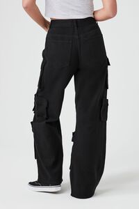 BLACK Twill Wide-Leg Cargo Pants, image 4