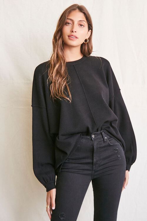BLACK Balloon-Sleeve Sweater, image 1