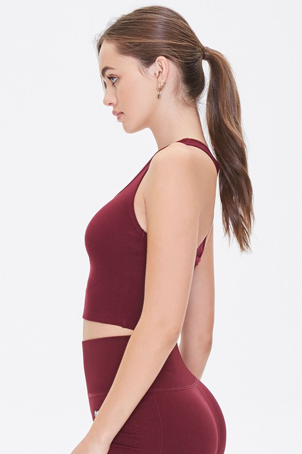 BURGUNDY Active Ribbed Tank Top, image 2