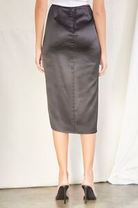 BLACK Satin Wraparound Self-Tie Skirt, image 4