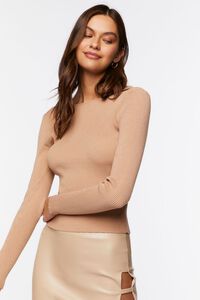 BEIGE Chain Back Sweater-Knit Top, image 1