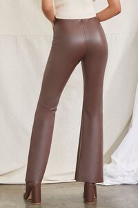 BROWN Faux Leather Flare Pants, image 4