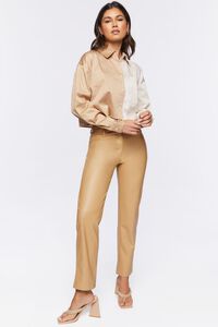 TAN Faux Leather High-Rise Pants, image 5