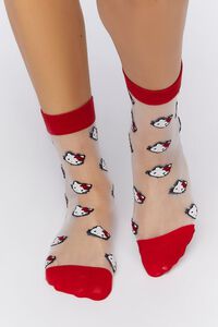 RED/MULTI Hello Kitty & Friends Mesh Crew Socks, image 4