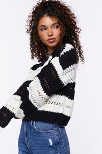 BLACK/CREAM Striped Open-Knit Sweater, image 2