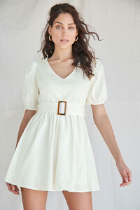 Belted Puff Sleeve Mini Dress, image 5