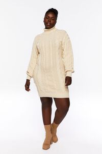TAN Plus Size Cable Knit Sweater Dress, image 4