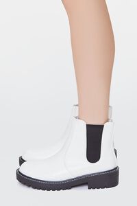 WHITE/BLACK Faux Leather Chelsea Booties, image 2