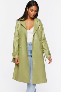 SAGE Faux Leather Double-Breasted Trench Coat, image 7