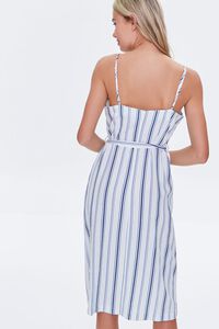 CREAM/BLUE Striped Linen-Blend Dress, image 4
