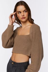 TAUPE Rib-Knit Cropped Sweater, image 2