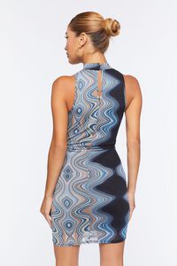 BLUE/MULTI Abstract Print Cutout Dress, image 3