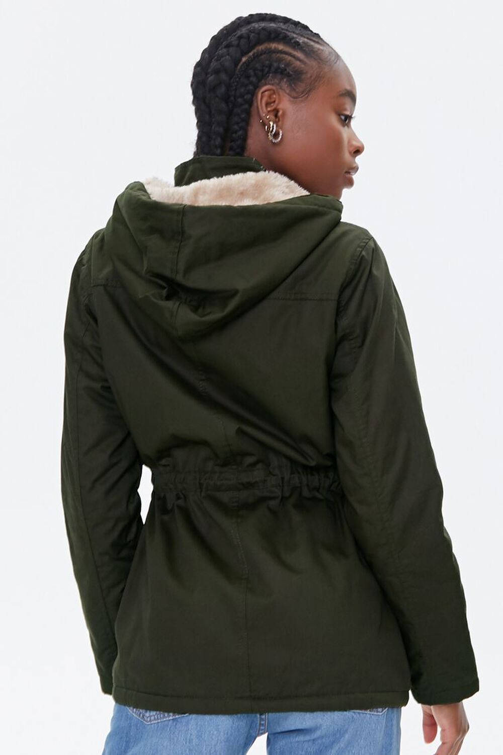 OLIVE Hooded Faux Fur-Lined Drawstring Jacket, image 3