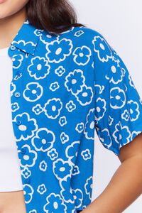 BIJOU BLUE/MULTI Floral Print Cropped Shirt, image 5