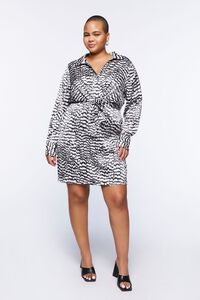 CREAM/MULTI Plus Size Abstract Print Mini Shirt Dress, image 4