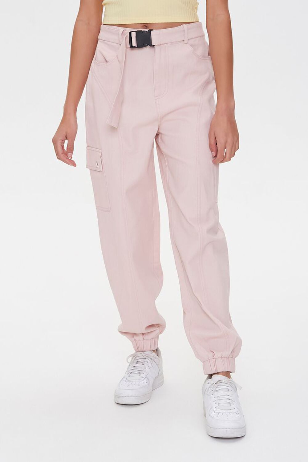 DUSTY PINK Belted Cargo Joggers, image 2