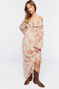 BEIGE/MULTI Floral Off-the-Shoulder Maxi Dress, image 1