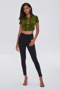 OLIVE Button-Front Cropped Shirt, image 4